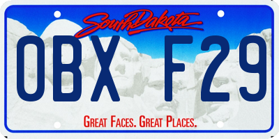 SD license plate 0BXF29