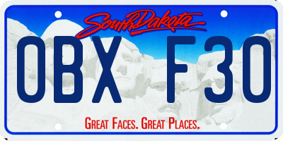 SD license plate 0BXF30