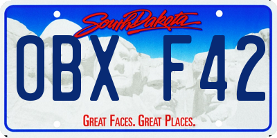 SD license plate 0BXF42
