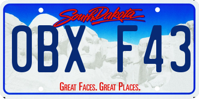 SD license plate 0BXF43