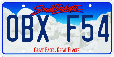 SD license plate 0BXF54