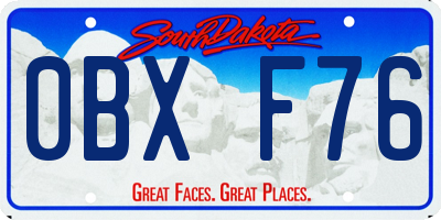 SD license plate 0BXF76
