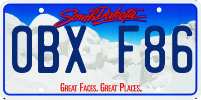 SD license plate 0BXF86