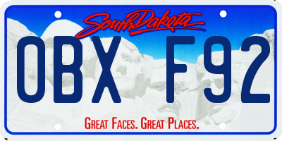 SD license plate 0BXF92