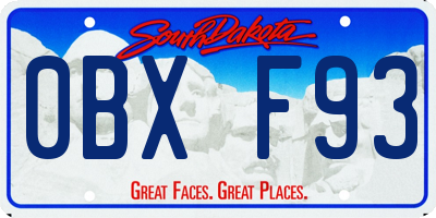 SD license plate 0BXF93