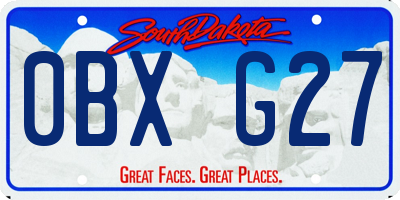 SD license plate 0BXG27