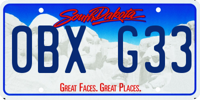 SD license plate 0BXG33