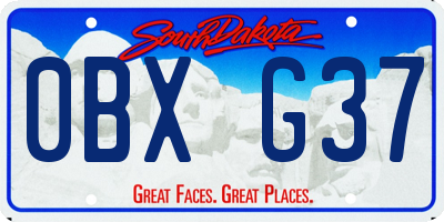 SD license plate 0BXG37