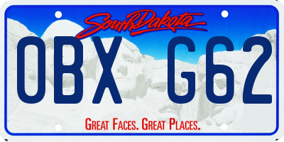 SD license plate 0BXG62