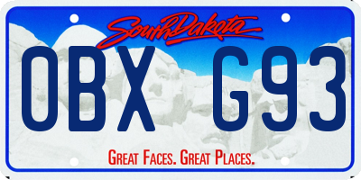 SD license plate 0BXG93