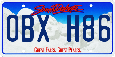 SD license plate 0BXH86