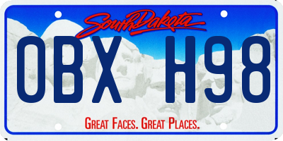 SD license plate 0BXH98