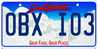 SD license plate 0BXI03
