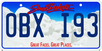 SD license plate 0BXI93