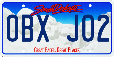 SD license plate 0BXJ02