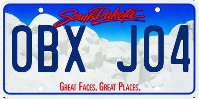 SD license plate 0BXJ04