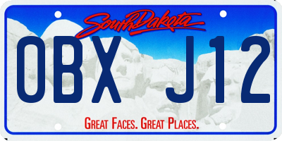SD license plate 0BXJ12