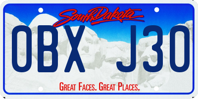 SD license plate 0BXJ30