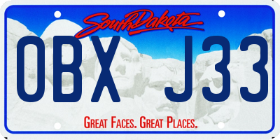 SD license plate 0BXJ33