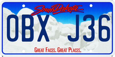 SD license plate 0BXJ36