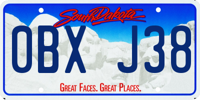 SD license plate 0BXJ38