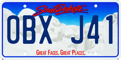 SD license plate 0BXJ41