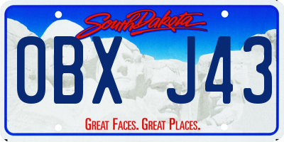 SD license plate 0BXJ43