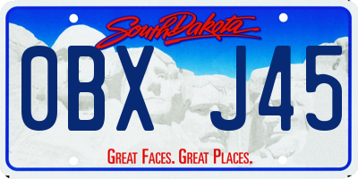 SD license plate 0BXJ45
