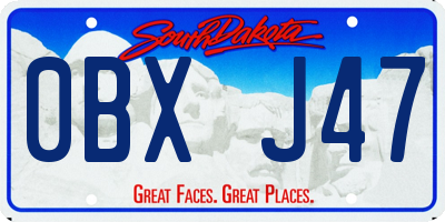 SD license plate 0BXJ47