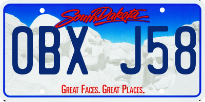 SD license plate 0BXJ58