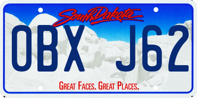 SD license plate 0BXJ62
