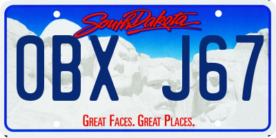 SD license plate 0BXJ67
