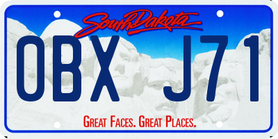 SD license plate 0BXJ71