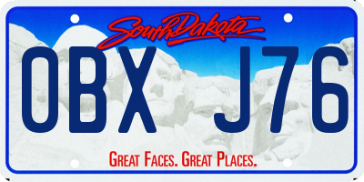 SD license plate 0BXJ76