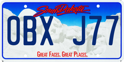 SD license plate 0BXJ77