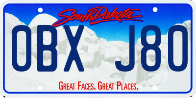 SD license plate 0BXJ80