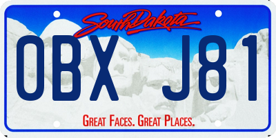 SD license plate 0BXJ81
