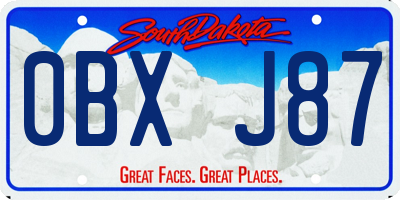 SD license plate 0BXJ87