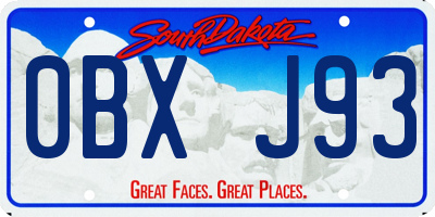 SD license plate 0BXJ93
