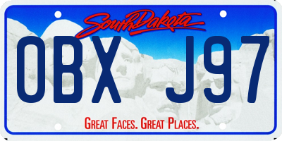 SD license plate 0BXJ97