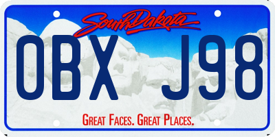 SD license plate 0BXJ98