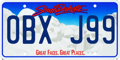 SD license plate 0BXJ99