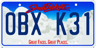 SD license plate 0BXK31