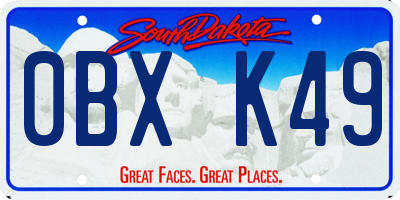 SD license plate 0BXK49
