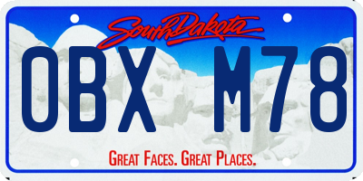 SD license plate 0BXM78