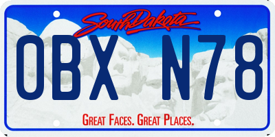 SD license plate 0BXN78