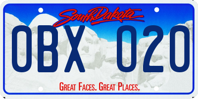 SD license plate 0BXO20