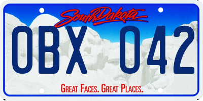 SD license plate 0BXO42