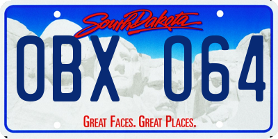 SD license plate 0BXO64