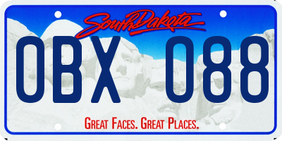 SD license plate 0BXO88